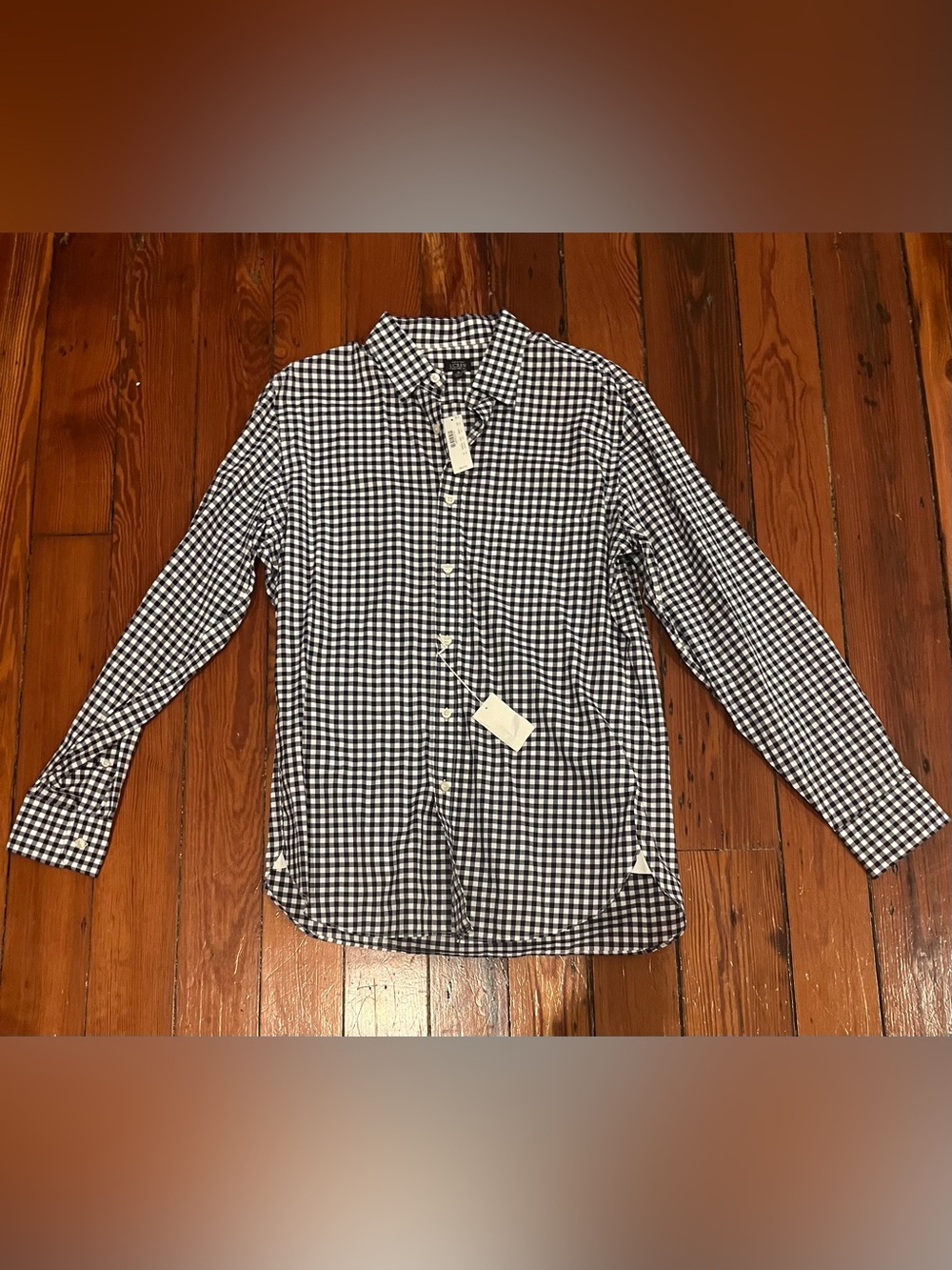 J.Crew Men’s Navy White Gingham Button-Down Shirt Size M NWT